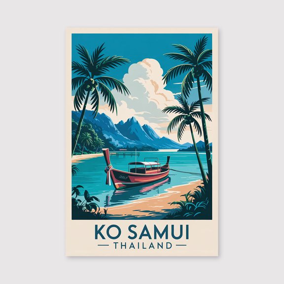 Ko Samui Travel Print Canvas Wall Art, Ko Samui Wall Hanging Home Decor Ko Samui Canvas Art, Wall Art Thailand Travel Print Canvas Canvas Thai Travel Art-1WN1280