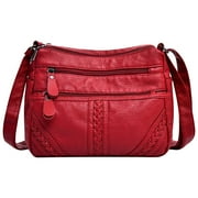 KoIJMP Crossbody Bags For Women Clearance! Pocketbooks Soft PU Leather Purses and Handbags Multi Pocket Shoulder Bag