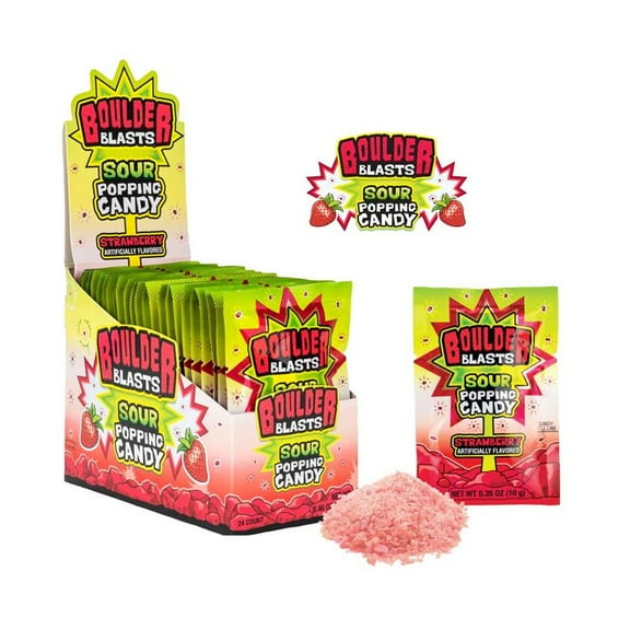 KoKo's Boulder Blasts Sour Popping Candy Strawberry 0.35 oz.