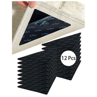 KoRwelex 12 Pcs Rug Pads Grippers Non Slip Rug Pads Reusable and Washable Rug Pad Gripper for Area Rugs Carpet Pads Rug Corner