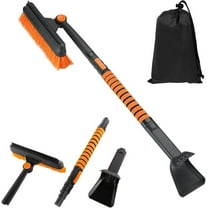 KoRwelex 90° Fixed Rotation 3-in-1 Car Snow Brush and Ice Scraper for Cars Windshield with Silicone Squeegee Ergonomic Aluminum Foam Grip Handle 38.9" Extendable for Car SUV Home Winter Snow Removal