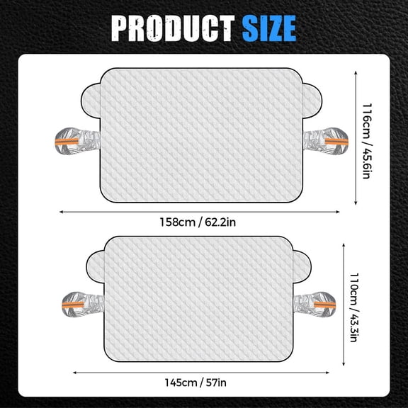 KoRwelex Car Windshield Snow Cover, Windshield Cover for Ice and Snow with Magnetic Edges,4 Layers Thickness Snow Protector Covers, Windproof Winter Frost and Deicing Awning