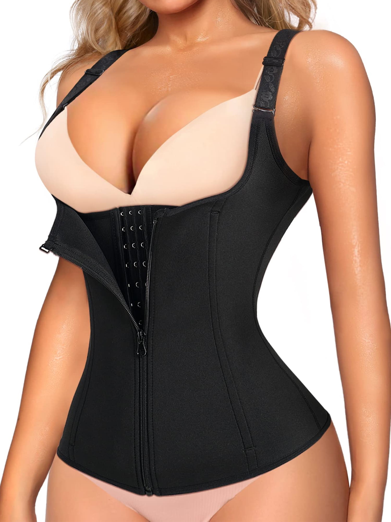 KoRwelex Waist Trainer for Women Corset Tummy Control Shapewear with Zipper Women s Waist Cincher Tank Top with Adjustable Straps Walmart