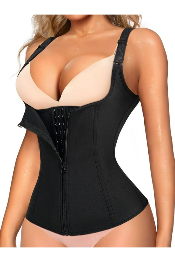 Waist Trainer for Women Corset Tummy Control Shapewear with Zipper Women's Waist Cincher Tank Top with Adjustable Straps