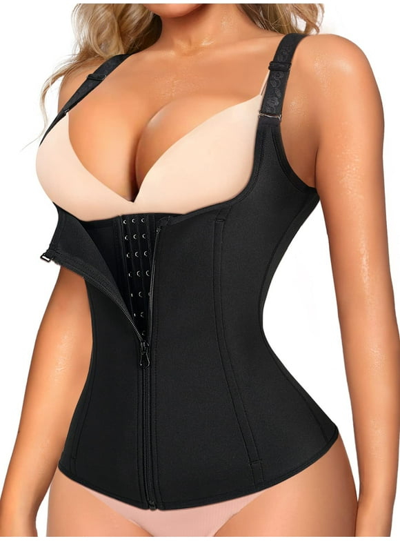 Waist Trainer for Women Corset Tummy Control Shapewear with Zipper Women's Waist Cincher Tank Top with Adjustable Straps