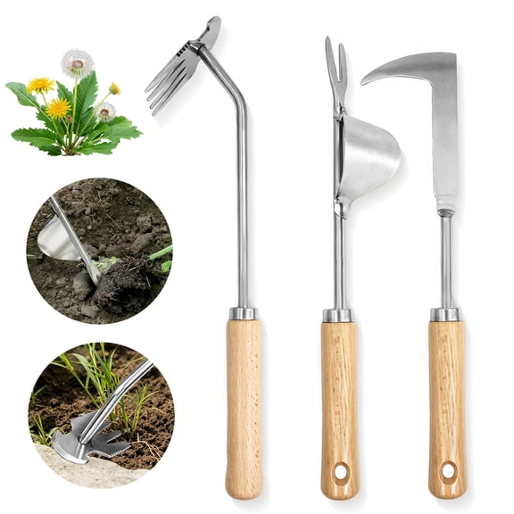 KoSoon Weed Puller Tool, 3 Pack Weeding Tools with Crack Weeder for Gardening