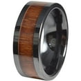 thumbnail image 1 of Koa Wood Mens Wedding Band Black Ceramic 9mm Comfort Fit Flat Top (10), 1 of 1