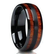 Koa Wood Wedding Ring,Black Tungsten Ring,Engagement Ring,Anniversary Ring,8mm Wedding Ring,Dome