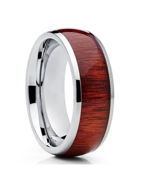 Koa Wood Wedding Ring,Tungsten Wedding Ring,8mm Wedding Ring,Man's Ring,Tungsten Carbide Ring