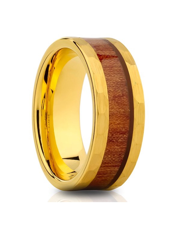 Koa Wood Wedding Ring,Tungsten Wedding Ring,8mm Wedding Ring,Tungsten Carbide Ring,Engagement Ring
