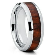 Koa Wood Wedding Ring,Tungsten Wedding Ring,Anniversary Ring,8mm Wedding Ring,Tungsten Carbide Ring
