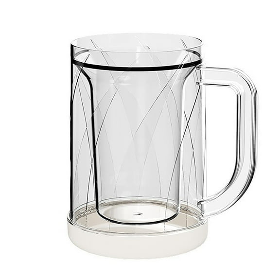 Koadzawe 1 Pcs Frozen Beer Mugs For Freezer Double Wall Gel Frosty Freezer Mugs Beer Ice Mugs For Freezer Drinking Freezer Cups Clear Plastic Beer Mugs With Handle, Beer Mugs For Freezer,Freezer Mugs