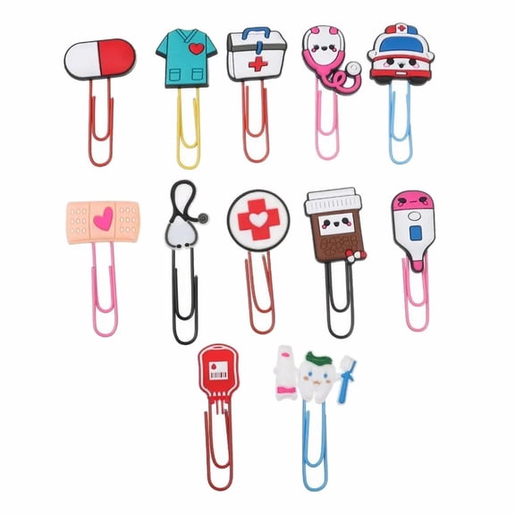 Koadzawe 12Pcs Nursing Book Clip Cute Bookmarks Cartoon Bulk Bookmarks With Colorful Paperclip For Nursing School Student Essentials For Nursing School Gifts.Bookmark,Med School Gifts