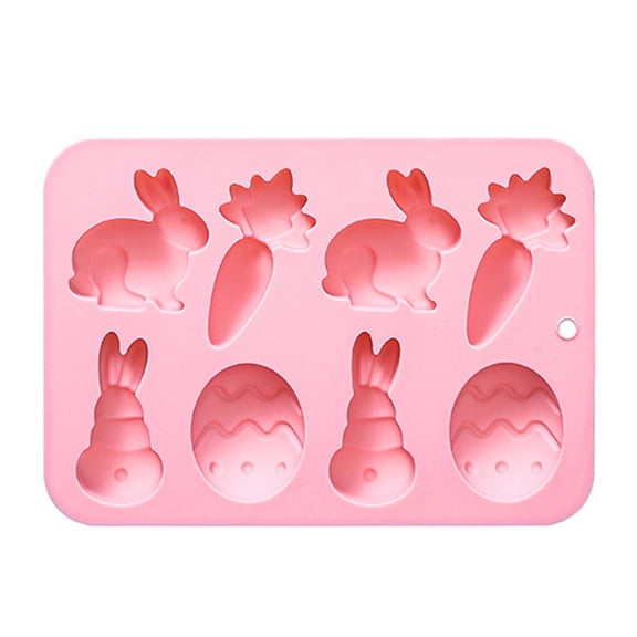 Koadzawe 1Pc Easter Egg Silicone Mold Rabbit Candy Mold Bunny Chocolate Molds Silicone Carrot Cake Molds Tray Easter Baking Pan for Soap Ice Cube Candy Dessert Fondant Diy