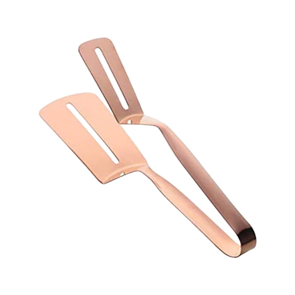 Koadzawe 1Pc Steak Clip Tongs for Cooking, 9.84 Inch Multifunctional Stainless Steel Food Flipping Spatula Tongs Clip for Beefsteak Bread Hamburger Bbq Meats Pizza Pies Bread Fish Rose Gold