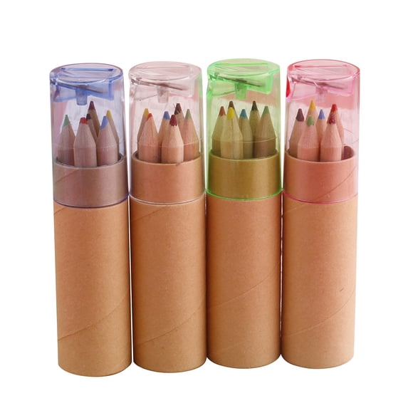 Koadzawe 4 Pack Mini Drawing Colored Pencils With Sharpener, Portable Color Pencils In Tube Drawing For Kids Adults Artists Writing Sketching Painting, Classroom School Supplies Travel Colored Pencil