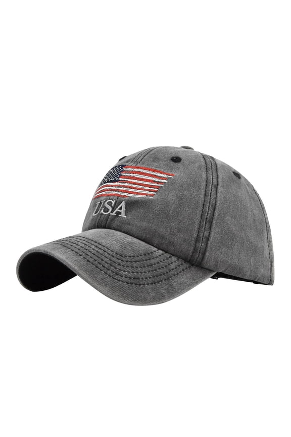 American Flag Baseball Cap Washed Cotton Denim Trucker Hat Patriotic USA Embroidered Dad Hat Adjustable Casual Sports Sun Protection Men Women Outdoor Hunting Fishing Travel Headwear