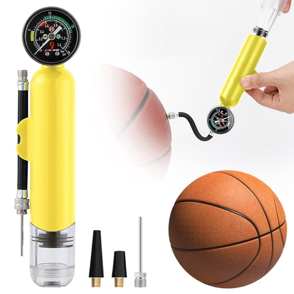Koadzawe Ball Pump with Pressure Gauge Dual Action Sports Ball Pump with Needle Air Inflation Hand Pump for Basketball Soccer Football
