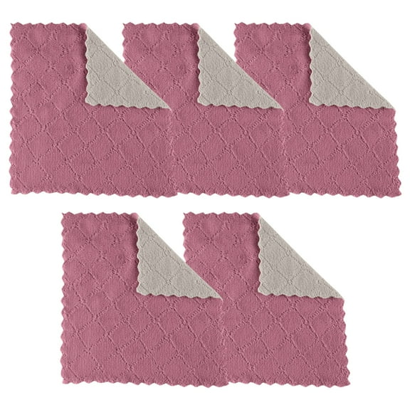 Koadzawe Cleaning Cloths Kitchen Towels Microfiber Washcloths Lint Free Dish Cloth Reusable Dishtowels Household Super Absorbent Fast Drying, 10"X10", Pack Of 5 (Purple)