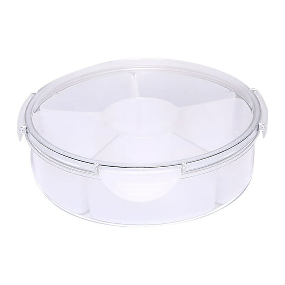 Koadzawe Divided Veggie Tray With Lid For Fridge,Clear Serving Tray With Dip Snackle Box Container 6 Compartment Snack Storage For Party,Reusable Dinner Platter,Fruit Trays For Refrigerator Organizer