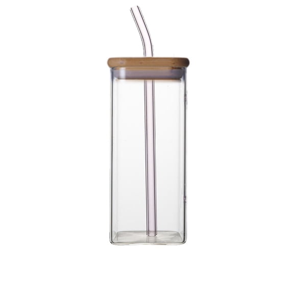 Koadzawe Glass Cup With Transparent Lid And Straw,Iced Coffee Cup,Glass Smoothie Drinking Cups Set, Reusable Transparent Glasses Cups Suitable For Cocktails,Beer,Coffee,Tumbler With Lid And Straw