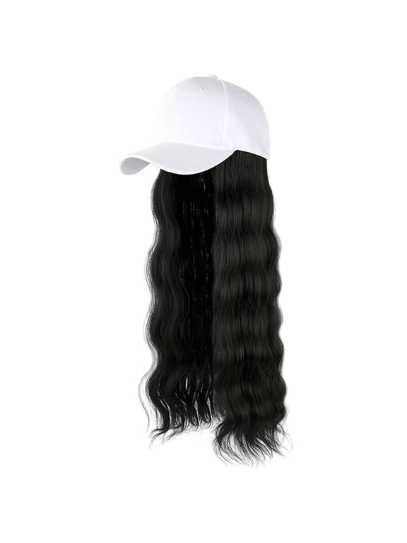 Hat Wig for Black Women Hat With Hair Extensions Synthetic Hair Chemo Hat With Hair Wig Cap With Curly Hair Hat With attached Hair Unstructed Classic Plain Caps Heat Resistant Portable