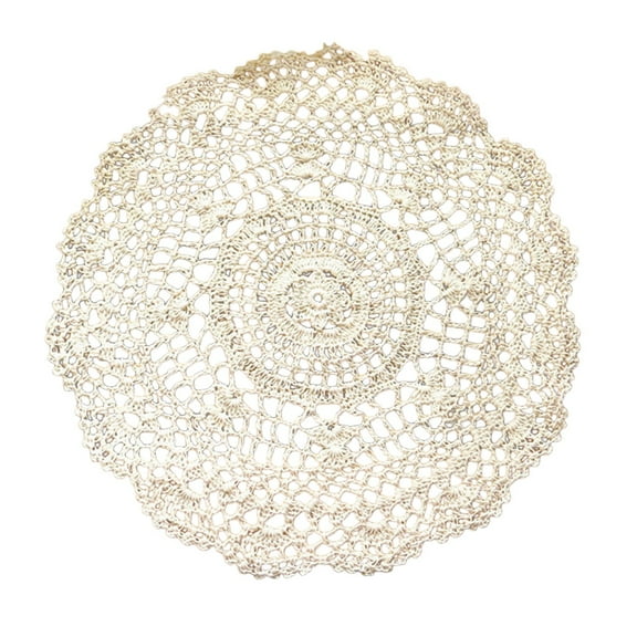 Koadzawe Lace Doilies Crochet Cloth Table Placemat Handmade Round Coasters Table Placemat,Pure Handmade Crochet Cotton Lace Hollow Out Woven Round Placemat Decorative Mat Tablecloth (12Inch)