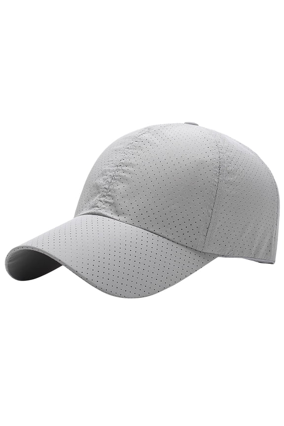 Lightweight Quick Dry Baseball Cap Laser Cut Perforated Cooling Hat Breathable Mesh Sports Sun Cap Soft Athletic Headwear for Men Women Running Cycling Jogging Gym Workout TravelGrey