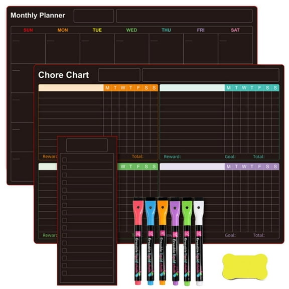 Koadzawe Magnetic Dry Eraser Chore Board For Multiple Kids, 1 Pcs Refrigerator Daily Calendar Whiteboard For Fridge Meal Planner Board White Board For School Home 6M,Chore Chart