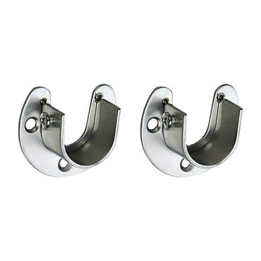 Koadzawe Pack Of 2 Pcs Of 304 Stainless Steel Heavy Duty Wardrobe Rod Bracket Closet Shelf Support Flange Rod Holder Rod End Support Opening Dialemeter 32Cm