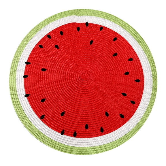 Koadzawe Red Watermelon Printed Pvc Placemats Heat Resistant Washable Coasters For Home Kitchen Dining Table Decor Set Of 1,Outdoor Placemats,Round Placemats,Watermelon Placemats,Table Setting