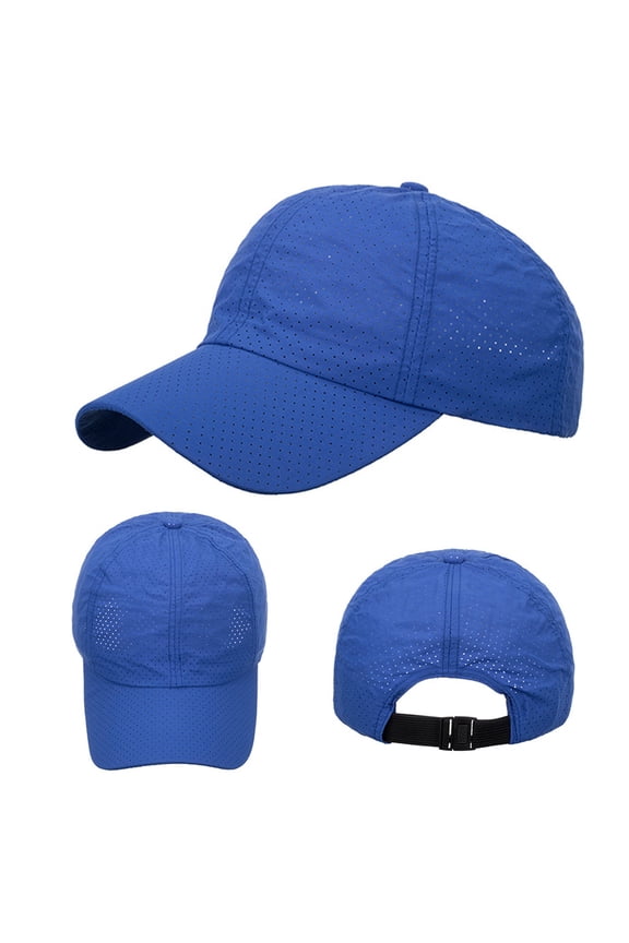 Running Hat with Mesh Panel Athletic Baseball Cap Breathable Curved Brim Paneled Crown Mesh Trim and Low Profile Athletic Shape for Running and Hiking Activities Blue One Size