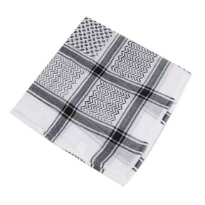 Koadzawe Shemagh Scarf Square Woven Keffiyeh Style Scarf with Check and Chevron Pattern Head and Neck Wrap for Outdoor Travel Casual Wear and Versatile Everyday Styling Black One Size