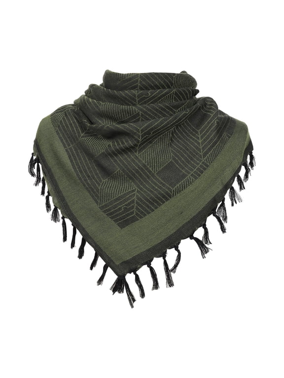 Shemagh Scarf Tassel Square Keffiyeh Style Wrap with Woven Geometric Pattern Head and Neck Scarf for Outdoor Travel Casual Wear and Versatile Everyday Styling