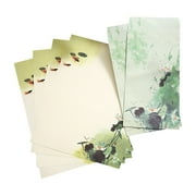Koadzawe Stationary Set Japanese Stationery Letter Writing Paper, 4Pcs Stationary Paper And Envelopes Set Ink Painting Design - 4 Stationary Papers + 2Envelopes,Stationary Letter And Envelopes