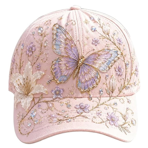 Koadzawe Women Baseball Cap Embroidered Floral Hat Honey Bee Dad Hat Rhinestone Accent Adjustable Snapback Curved Brim Outdoor Travel Summer Sun Visor Fashion Casual Headwear Gift for HerLight Violet