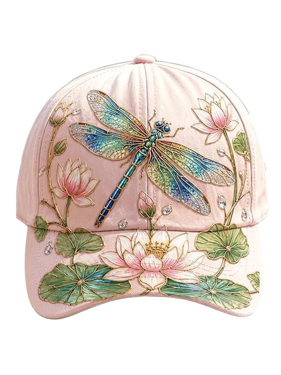 Women Baseball Cap Embroidered Floral Hat Honey Bee Dad Hat Rhinestone Accent Adjustable Snapback Curved Brim Outdoor Travel Summer Sun Visor Fashion Casual Headwear Gift for HerGreen