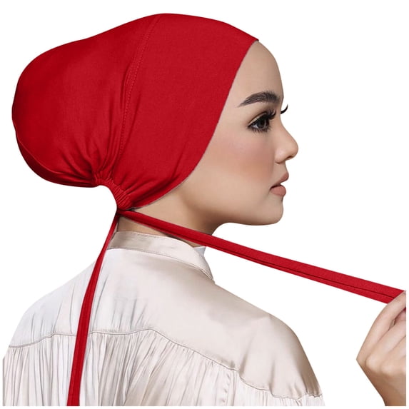 Koadzawe Women Muslim Hijab Underscarf Cap Tie Back Inner Bonnet Headwear Islamic Jersey Hair Cover Adjustable Soft Breathable Headwrap Turban Sleep Hat Premium Comfort Daily Wear AccessoriesWine