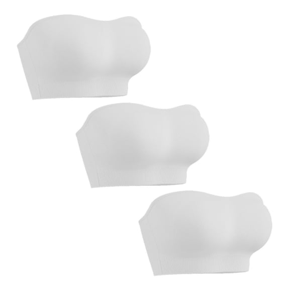 Koadzawe Women's 3 Pack Padded Strapless Bras for Women Seamless Wireless Bandeau Bralettes Comfort Everyday Wear Underwear Basic Tube Tops Plus Size White L