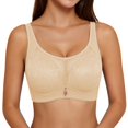 thumbnail image 1 of Koadzawe Women's Full Coverage Support Bra, Wireless Floral Jacquard Bra with Mesh Panel, Wide Straps and Soft Cups for Everyday Comfort, Light Support and All Day Wear Beige L, 1 of 8
