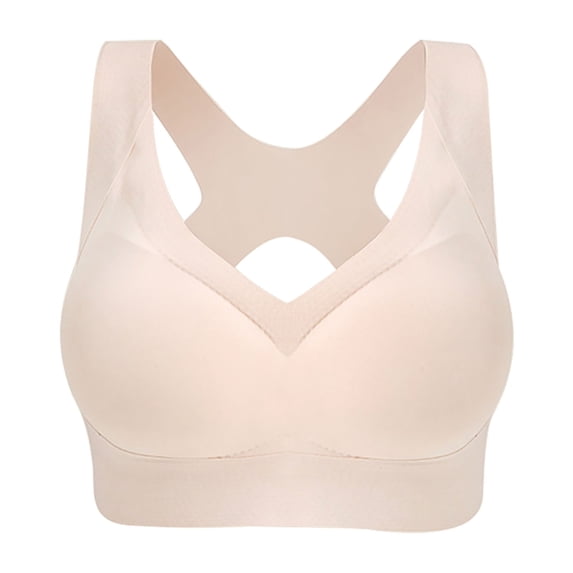 Koadzawe Women's High Impact Sports Bra Wireless Racerback Cutout Activewear Workout Tank Top Supportive Seamless Athletic Compression Bralette Fitness Apparel Beige 2XL