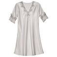 thumbnail image 1 of Koadzawe Women's Satin Nightgown V-Neck Sleepwear Short Sleeve Sleep Dress with Elegant Embroidery Lace Trim Soft Silk Feel Loungewear Comfortable Nightshirt PK2 L, 1 of 6