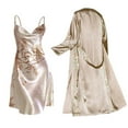 thumbnail image 1 of Koadzawe Women's Satin Sleepwear 2 Piece Robe and Nightgown Set Floral Print Silk Feel Loungewear Spaghetti Strap Sleep Dress with Matching Bathrobe Elegant Nightwear Grey S, 1 of 9