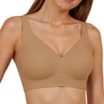 thumbnail image 1 of Koadzawe Women’s Seamless Wireless Bra with Wide Straps, V Neck and Full Coverage Support, Soft Stretch Comfort Bralette for Everyday Wear, Lounge and Sleep A 2XL, 1 of 2