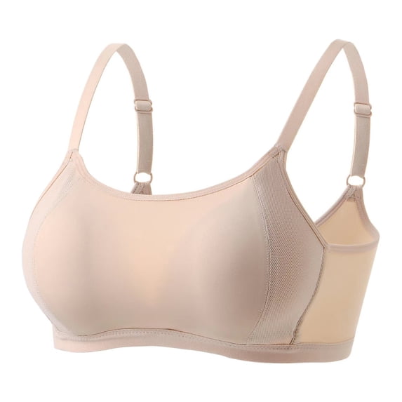 Koadzawe Women's Wireless Full Coverage Bra, Seamless Soft Cup Comfort Bra with Adjustable Straps, Light Support Everyday Underwear for Daily Wear, Lounge, Sleep and Work Beige XL