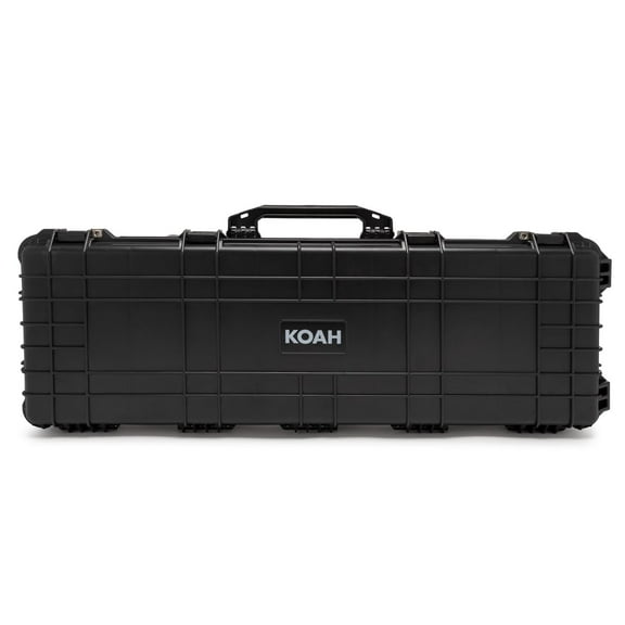 Koah 44" Inch Weatherproof Protective Roller Rifle Hard Case with Customizable Foam, Pressure Valve, and Lock Fittings (Black)