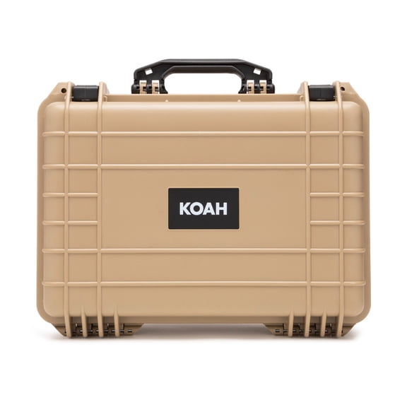 Koah Weatherproof 18'' x14'' x7'' Hard Case with Customizable Foam, Tan