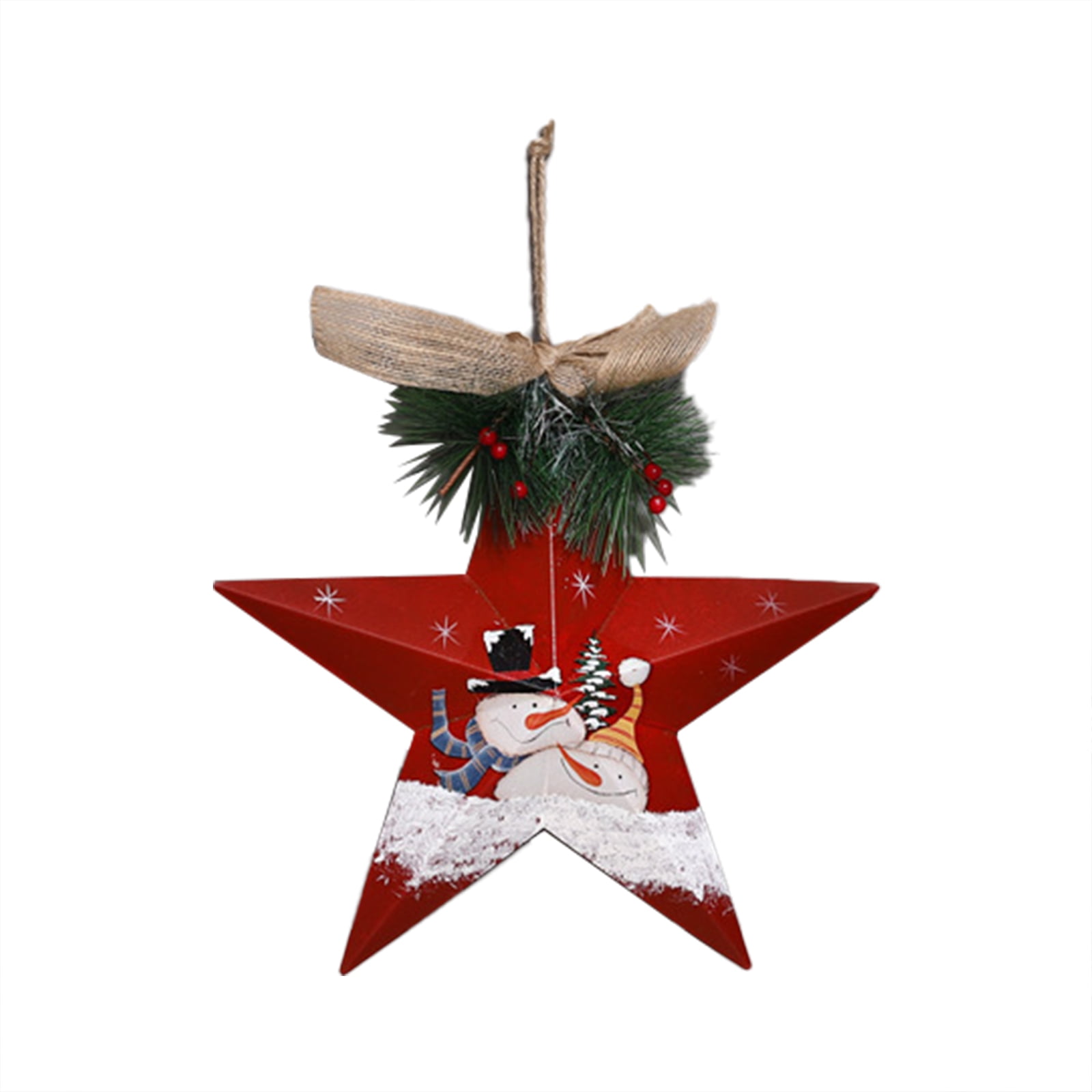 Koaiezne Christmas Art Five Pointed Star Snowman Christmas Tree Hanging