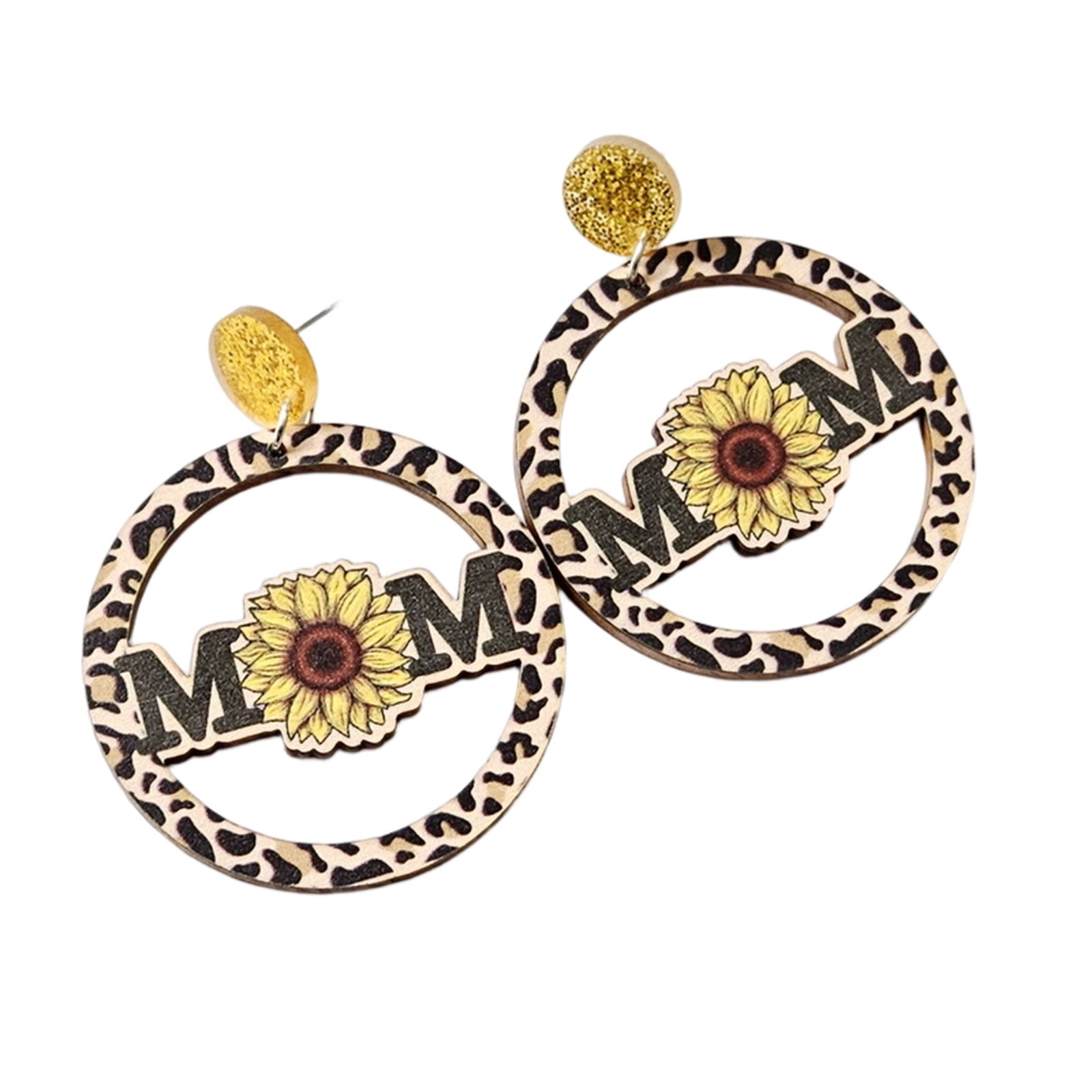 KoaiezneUnique Retro Wooden Hook Earrings For Moms Vintage Style Dangle