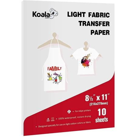 Koala 10 Sheets Light T-shirt Inkjet Transfer Paper 8.5 X11 inches